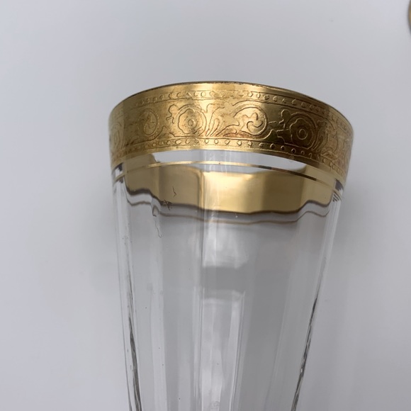 Vintage 40s Tiffin Franciscan Crystal Minton Gilt Etched Footed Drinking Glasses - Picture 8 of 13